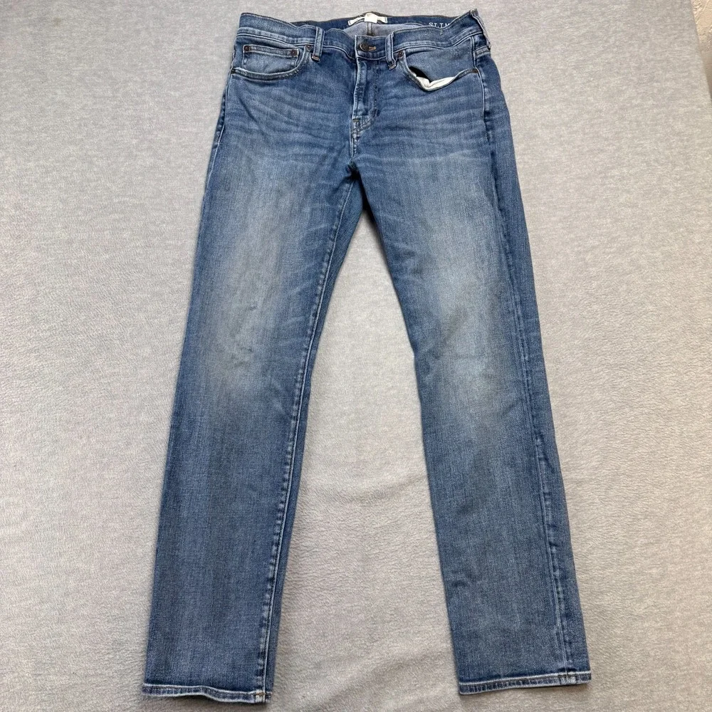 Madewell Jeans Mens 32x32 (31x30) Blue Slim Fit Stretch Whiskered‎ Denim Casual